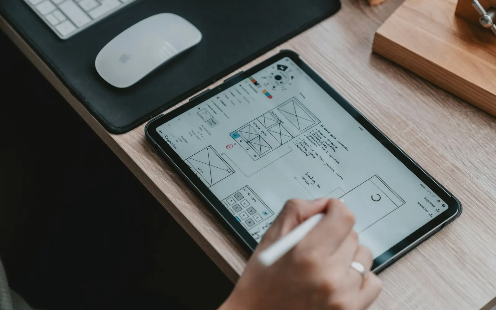 Wireframing a mobile interface on a tablet