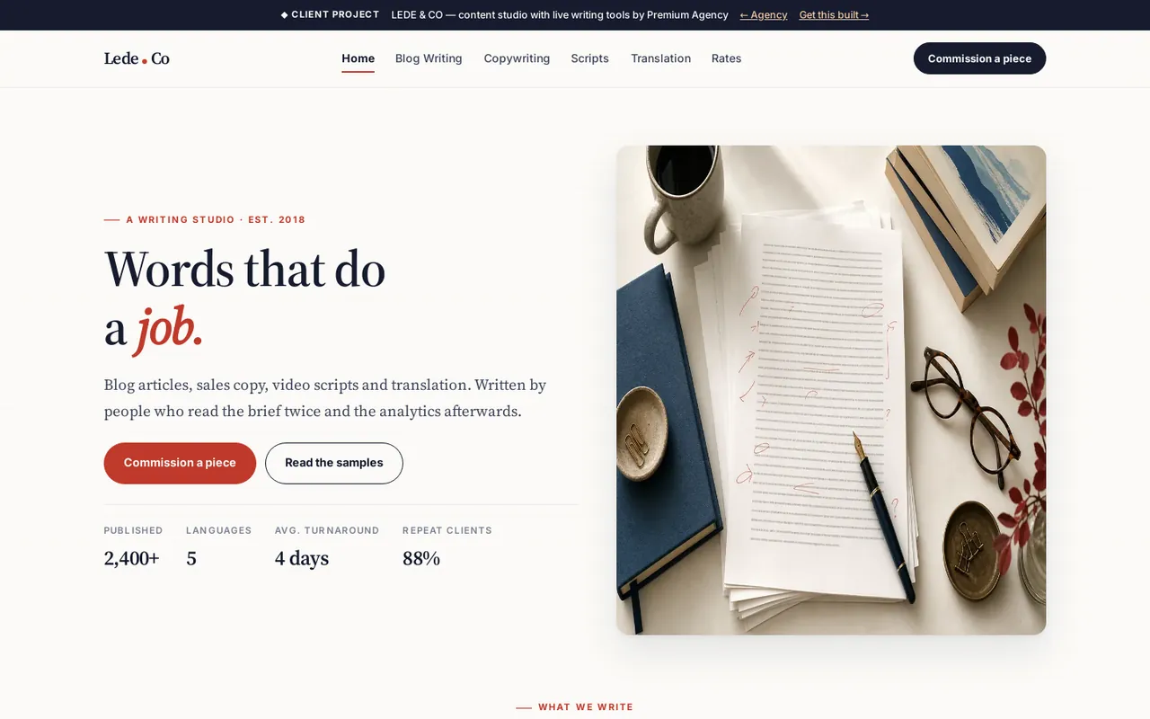 LEDE & CO editorial homepage